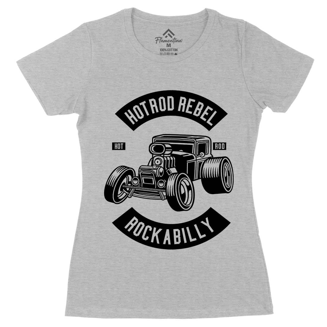 Hotrod Rebel Womens Organic Crew Neck T-Shirt Cars B560