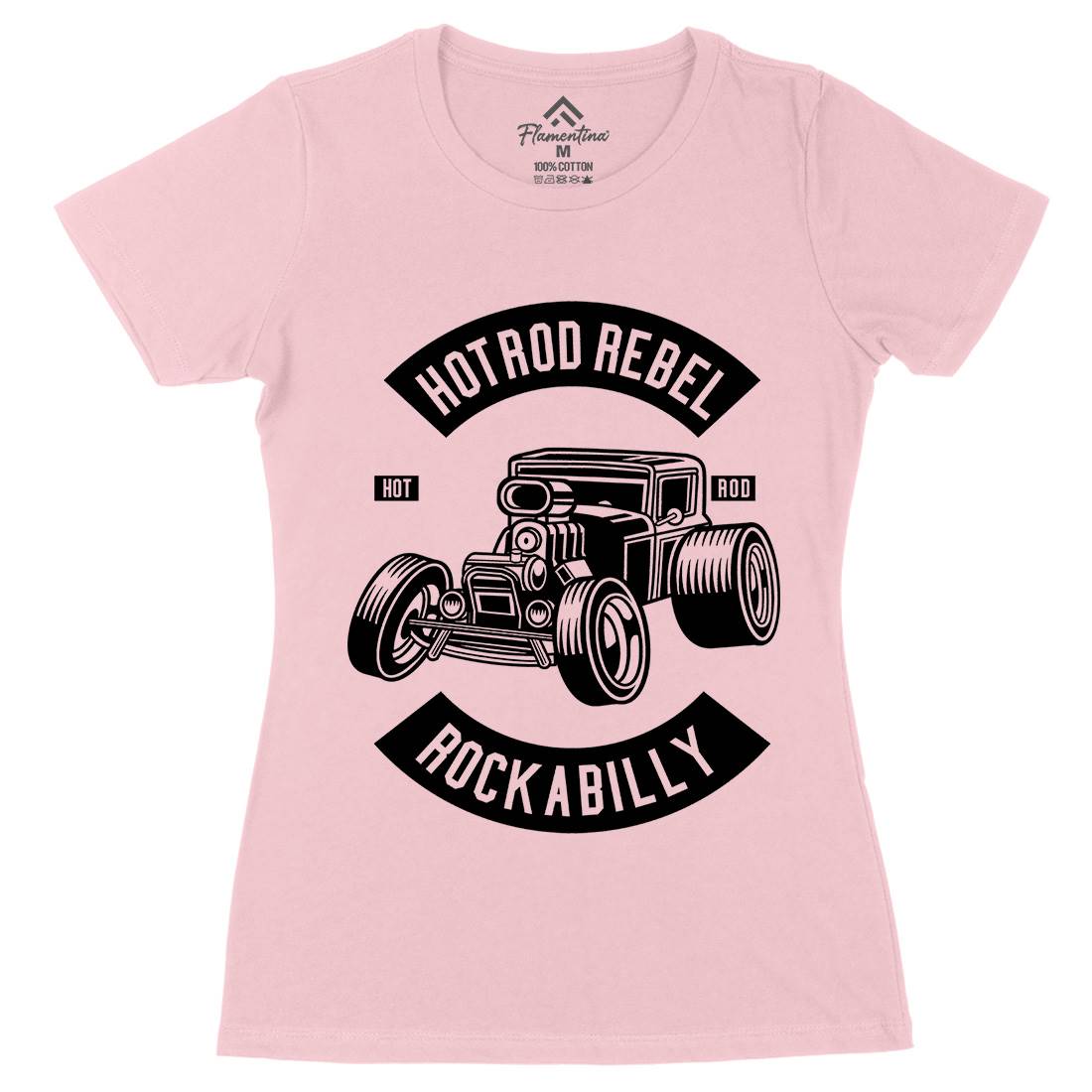 Hotrod Rebel Womens Organic Crew Neck T-Shirt Cars B560