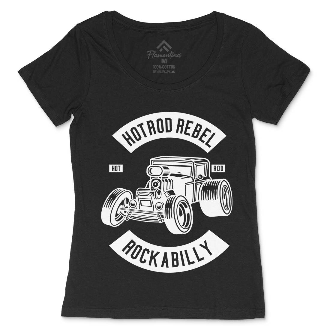 Hotrod Rebel Womens Scoop Neck T-Shirt Cars B560