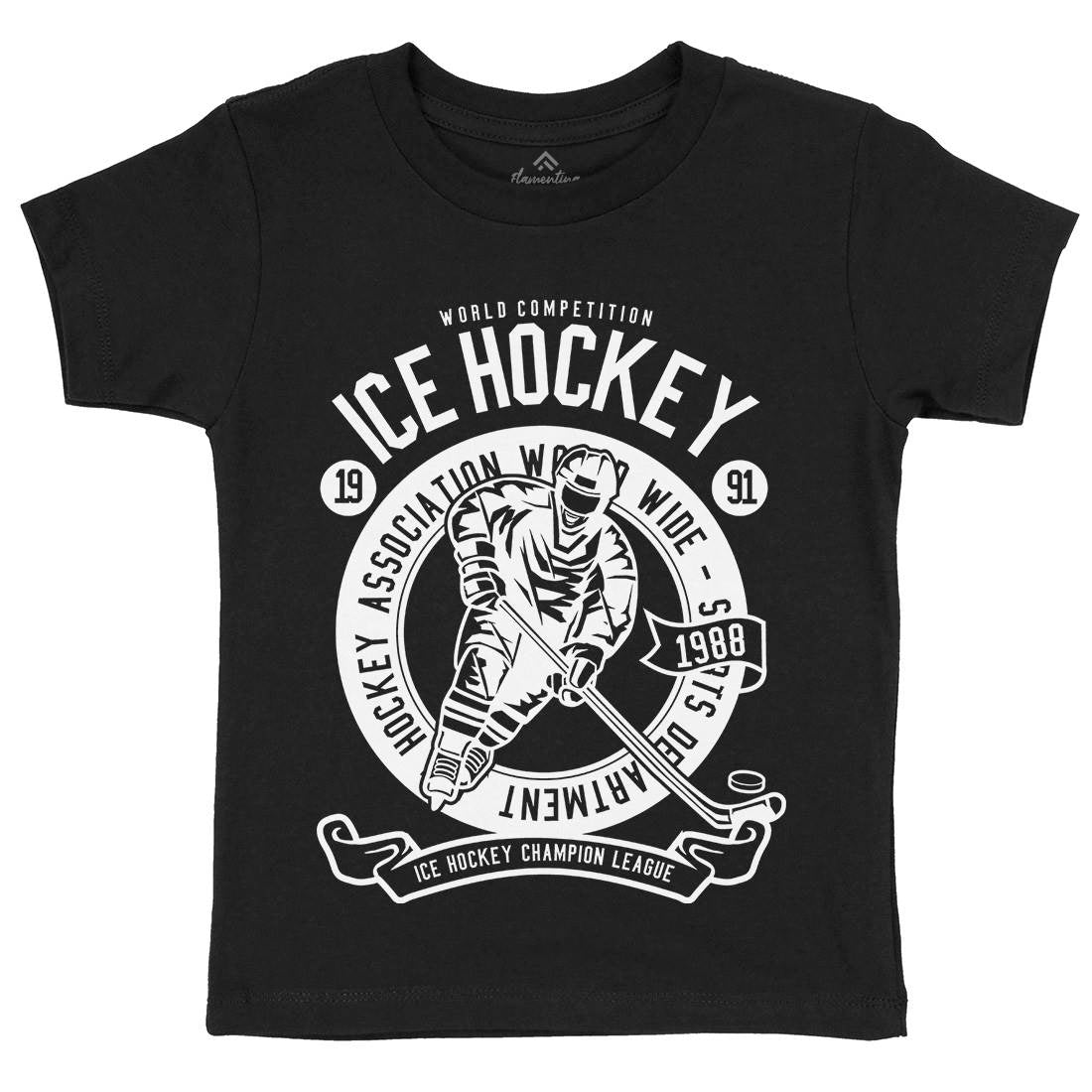 Ice Hockey Kids Organic Crew Neck T-Shirt Sport B563