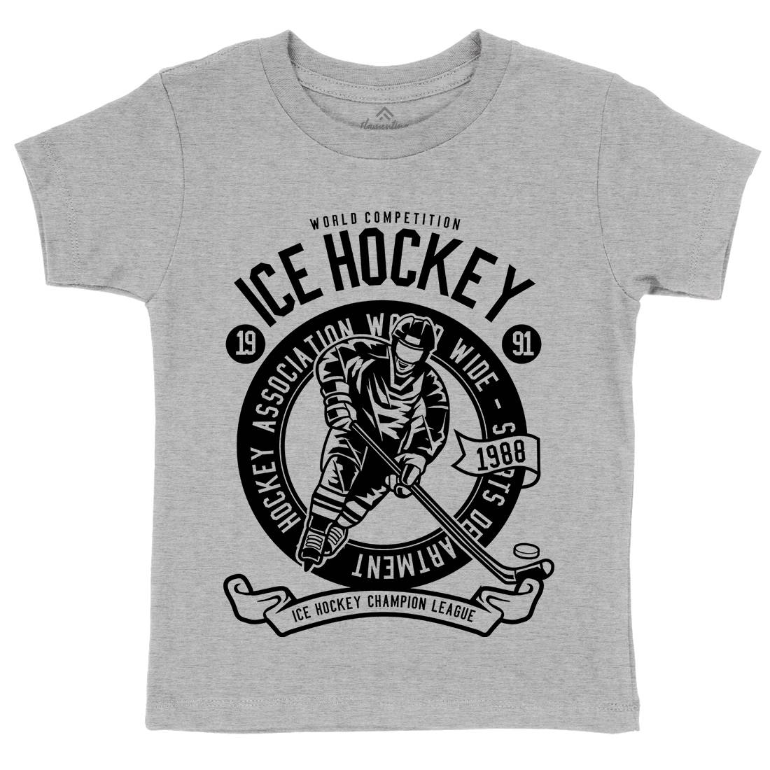 Ice Hockey Kids Crew Neck T-Shirt Sport B563
