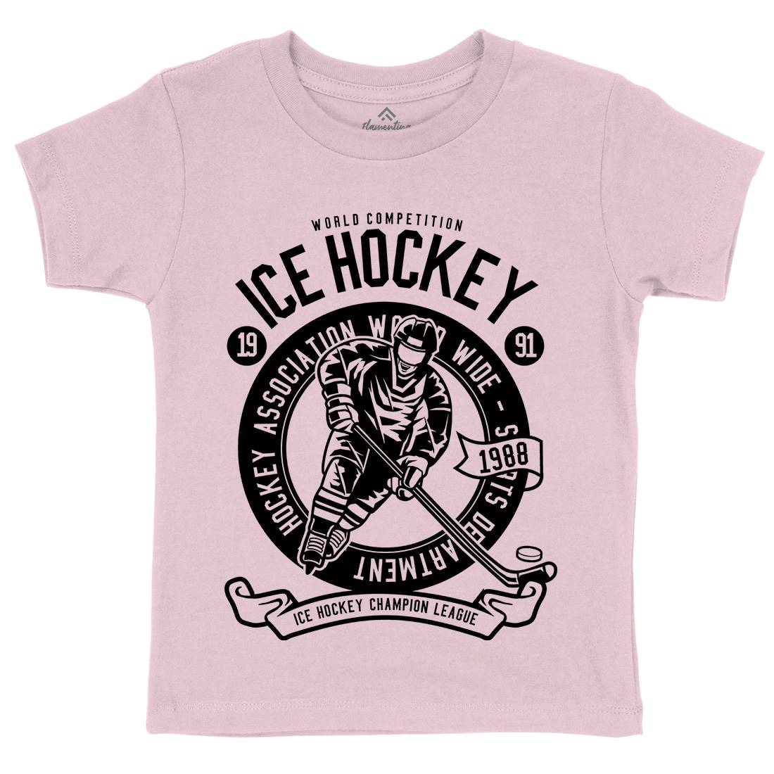 Ice Hockey Kids Crew Neck T-Shirt Sport B563