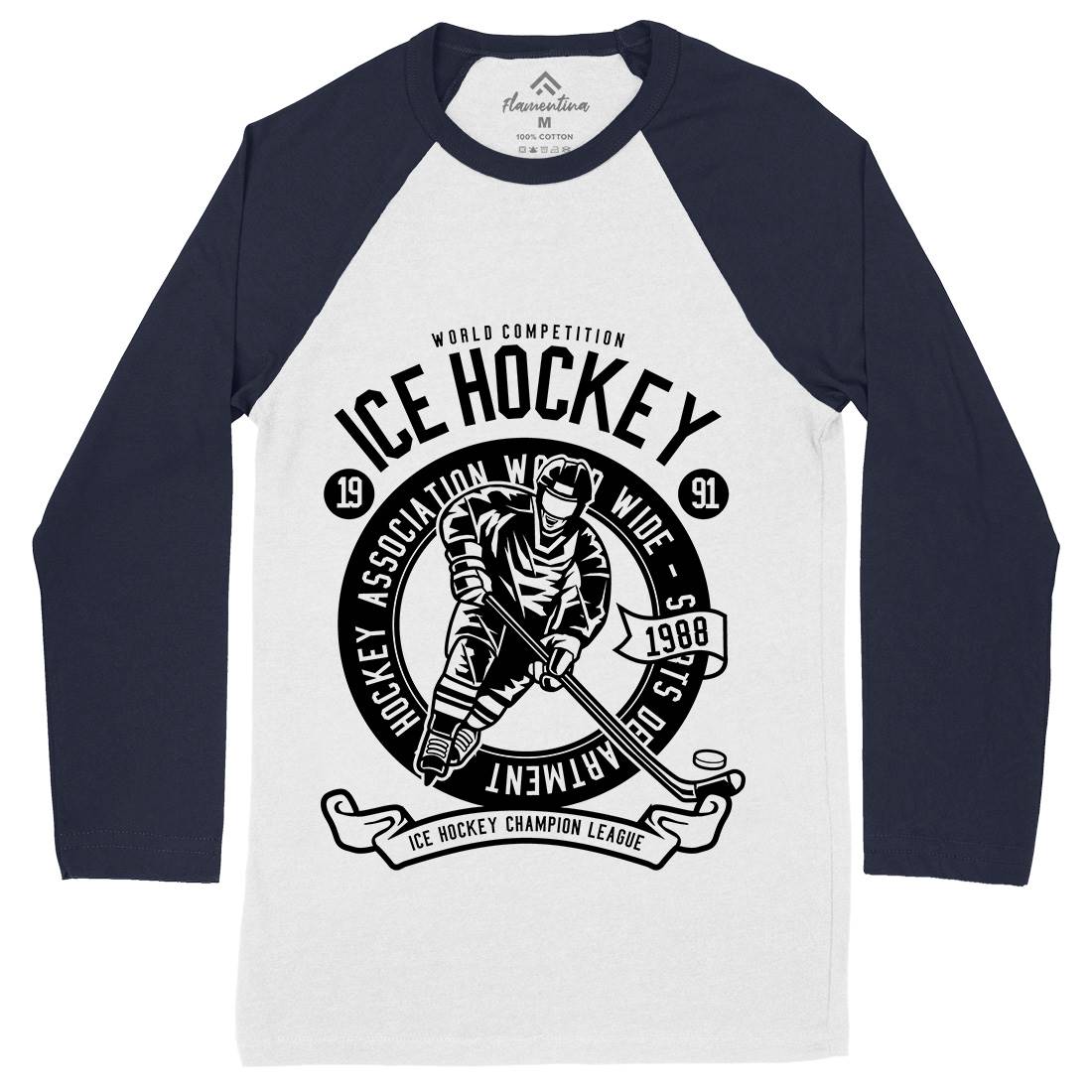 Ice Hockey Mens Long Sleeve Baseball T-Shirt Sport B563