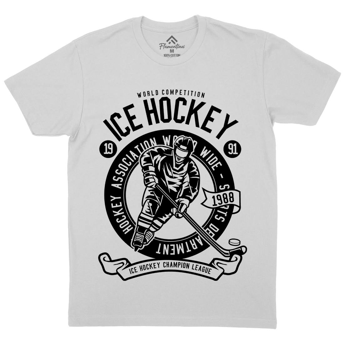 Ice Hockey Mens Crew Neck T-Shirt Sport B563