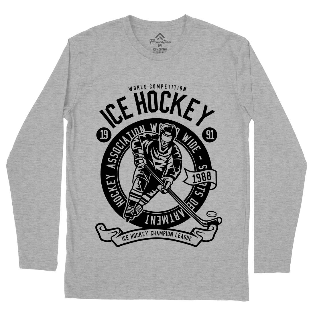 Ice Hockey Mens Long Sleeve T-Shirt Sport B563