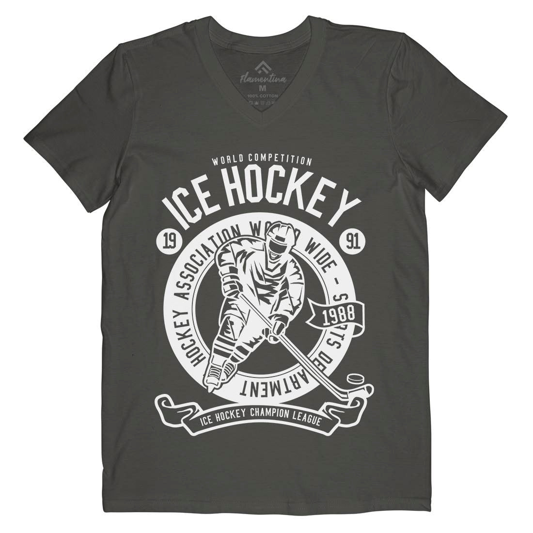 Ice Hockey Mens V-Neck T-Shirt Sport B563