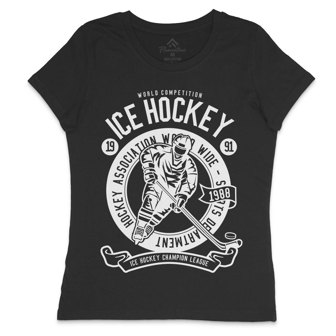 Ice Hockey Womens Crew Neck T-Shirt Sport B563