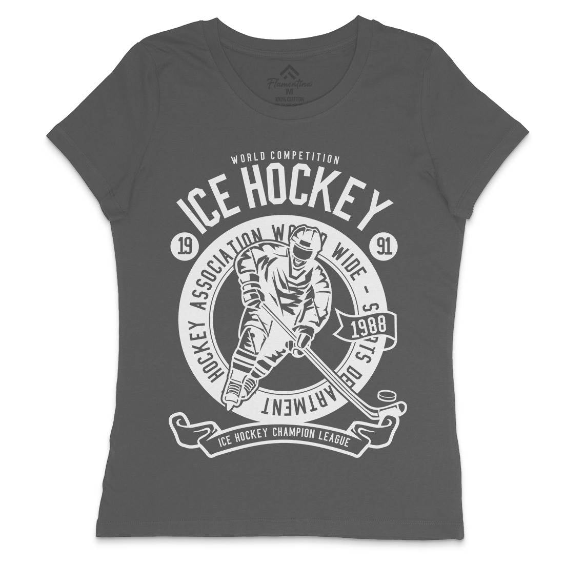 Ice Hockey Womens Crew Neck T-Shirt Sport B563