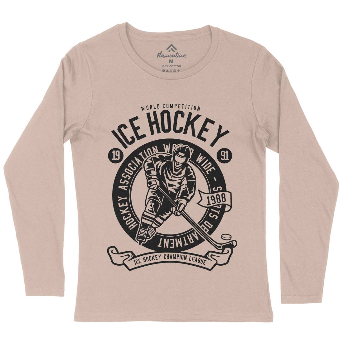 Ice Hockey Womens Long Sleeve T-Shirt Sport B563