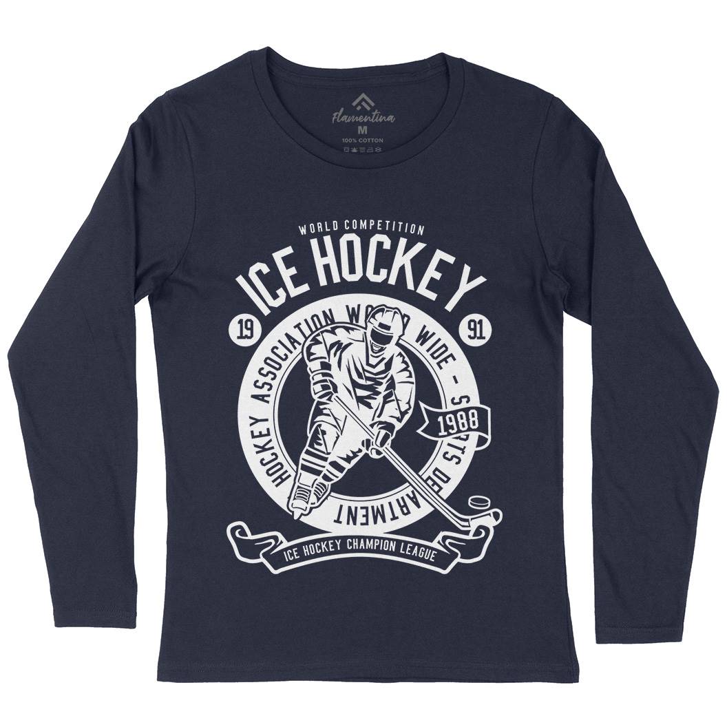 Ice Hockey Womens Long Sleeve T-Shirt Sport B563