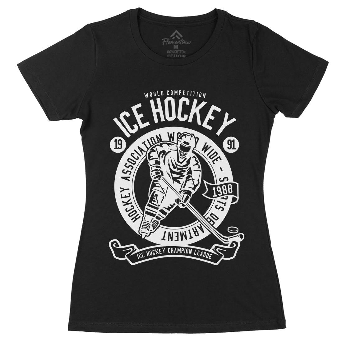 Ice Hockey Womens Organic Crew Neck T-Shirt Sport B563