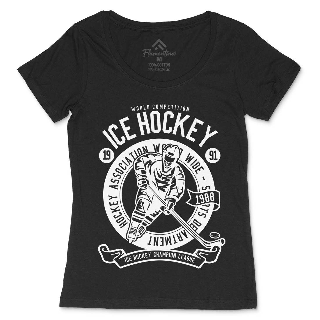 Ice Hockey Womens Scoop Neck T-Shirt Sport B563