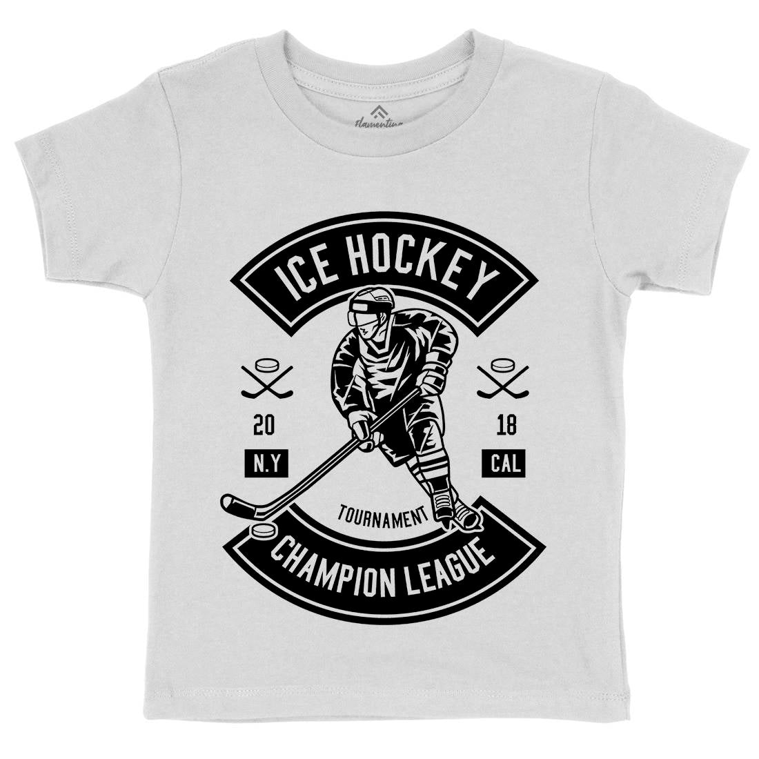 Ice Hockey Champion League Kids Organic Crew Neck T-Shirt Sport B564