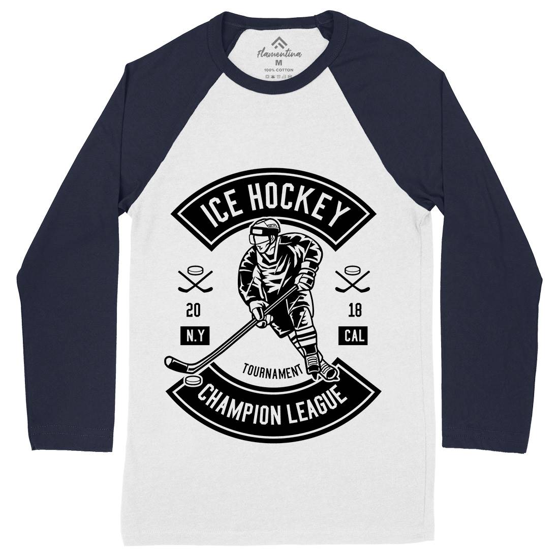 Ice Hockey Champion League Mens Long Sleeve Baseball T-Shirt Sport B564