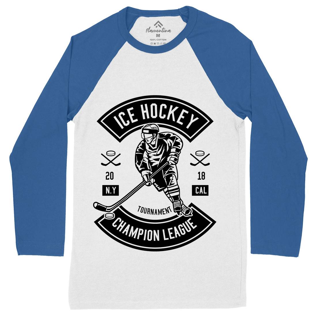 Ice Hockey Champion League Mens Long Sleeve Baseball T-Shirt Sport B564