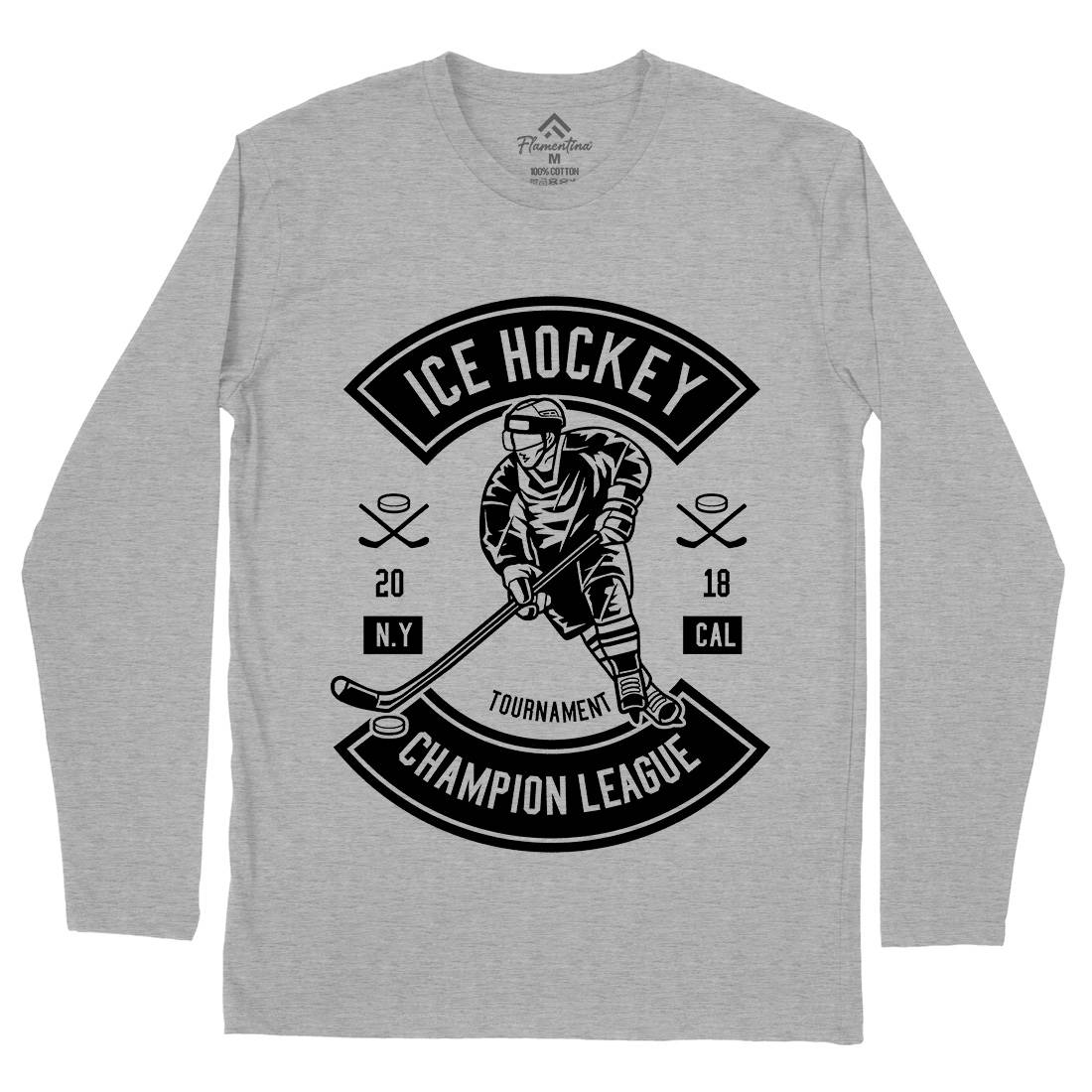Ice Hockey Champion League Mens Long Sleeve T-Shirt Sport B564