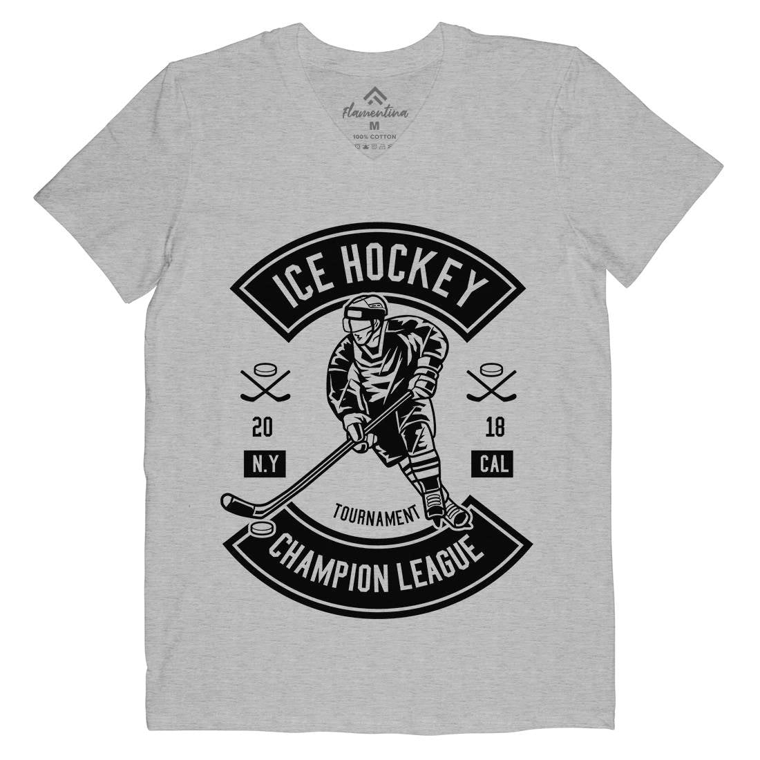 Ice Hockey Champion League Mens V-Neck T-Shirt Sport B564