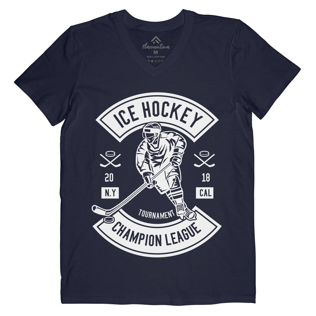 Ice Hockey Champion League Mens Organic V-Neck T-Shirt Sport B564