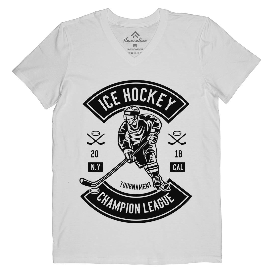 Ice Hockey Champion League Mens Organic V-Neck T-Shirt Sport B564