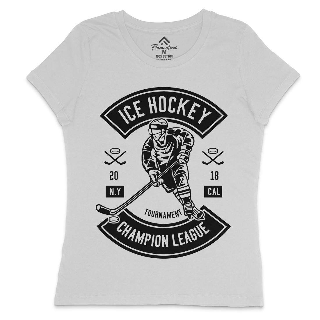 Ice Hockey Champion League Womens Crew Neck T-Shirt Sport B564
