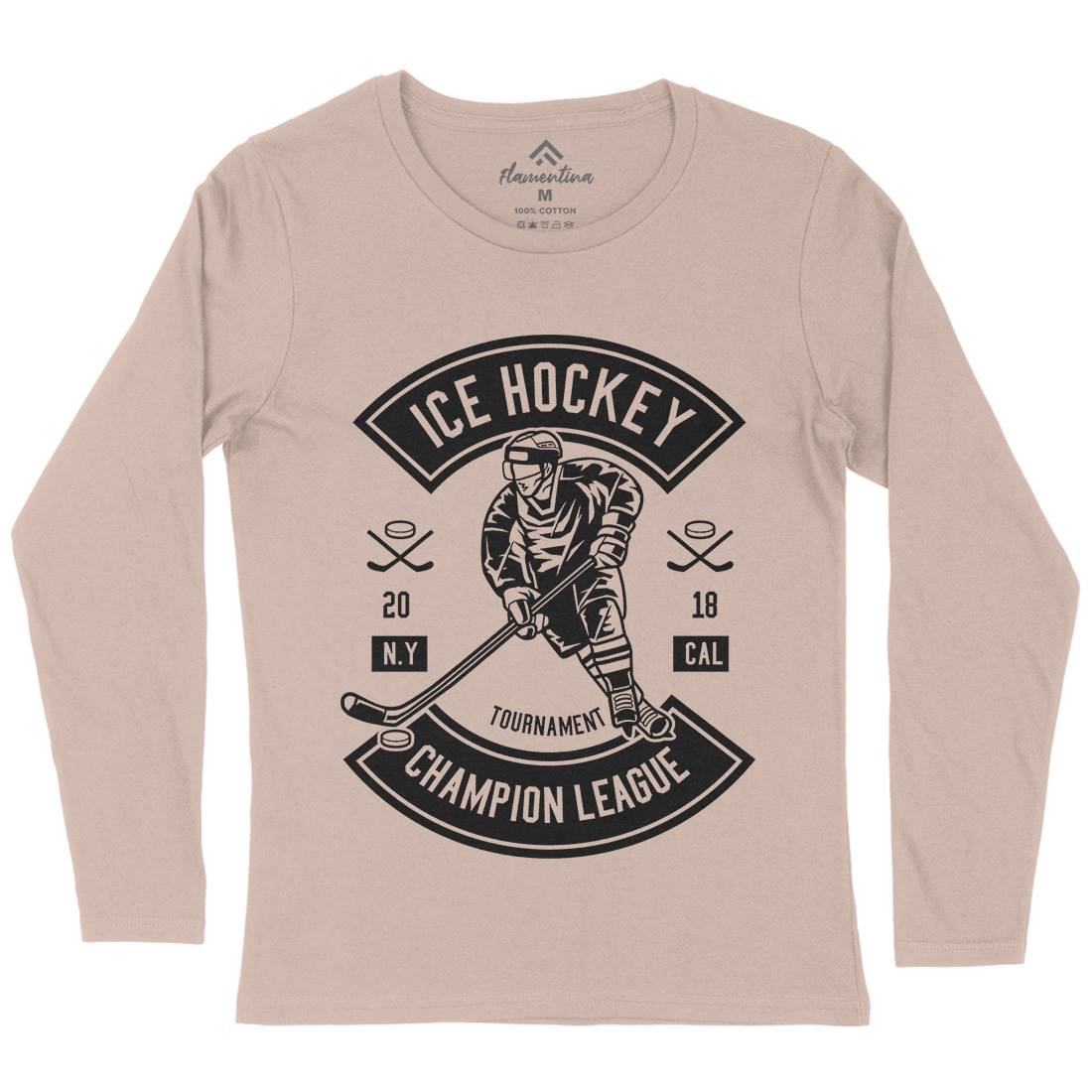 Ice Hockey Champion League Womens Long Sleeve T-Shirt Sport B564