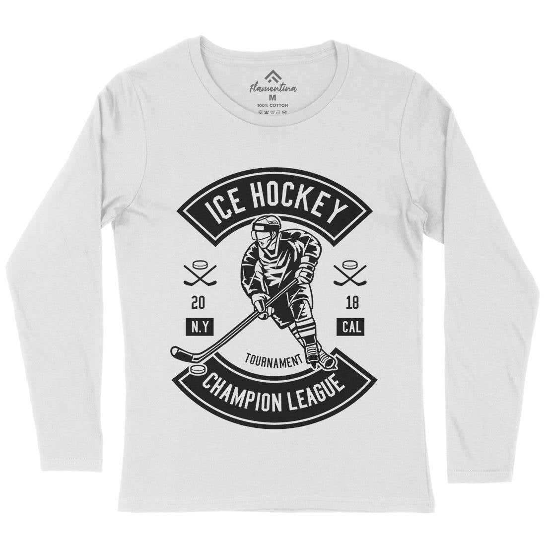 Ice Hockey Champion League Womens Long Sleeve T-Shirt Sport B564