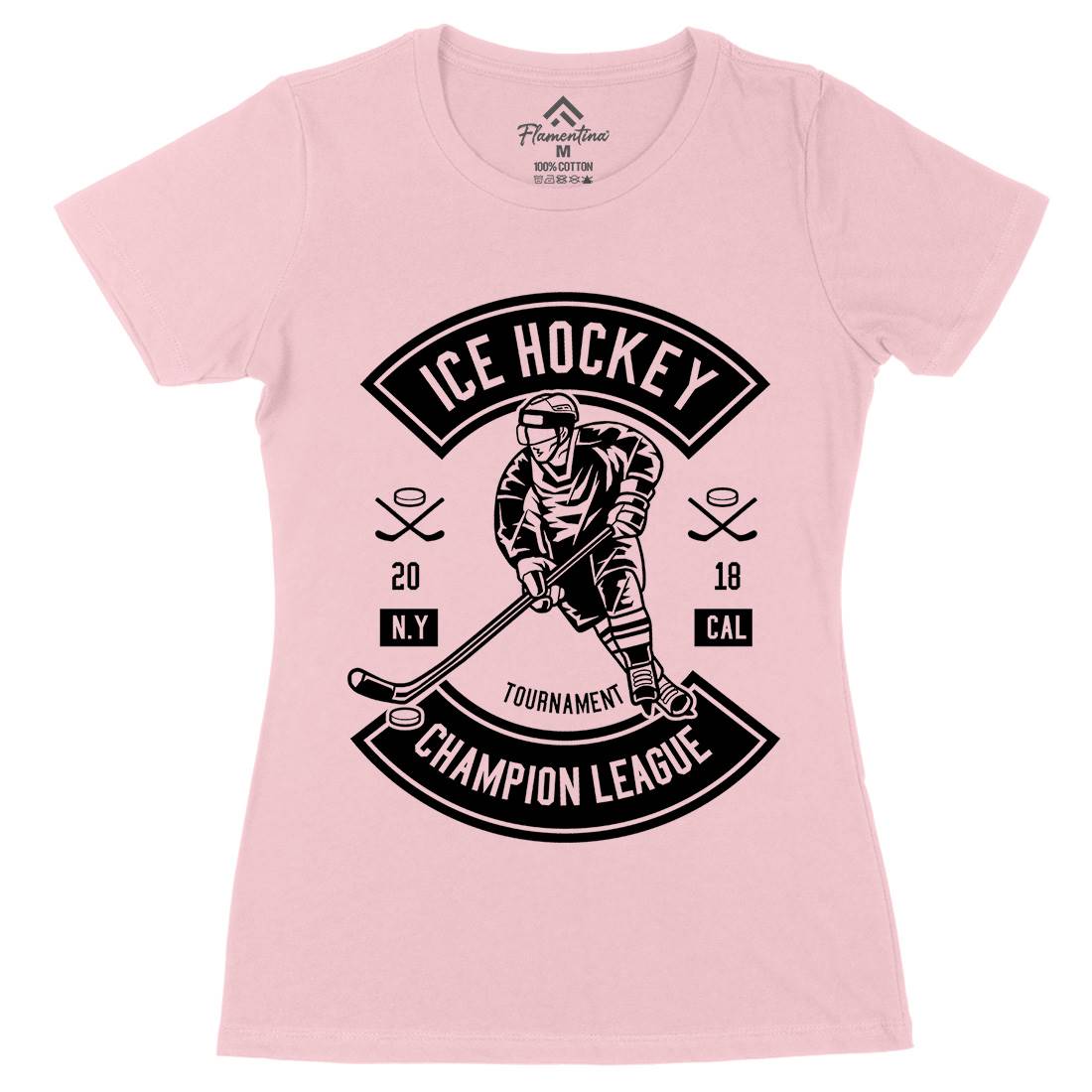 Ice Hockey Champion League Womens Organic Crew Neck T-Shirt Sport B564