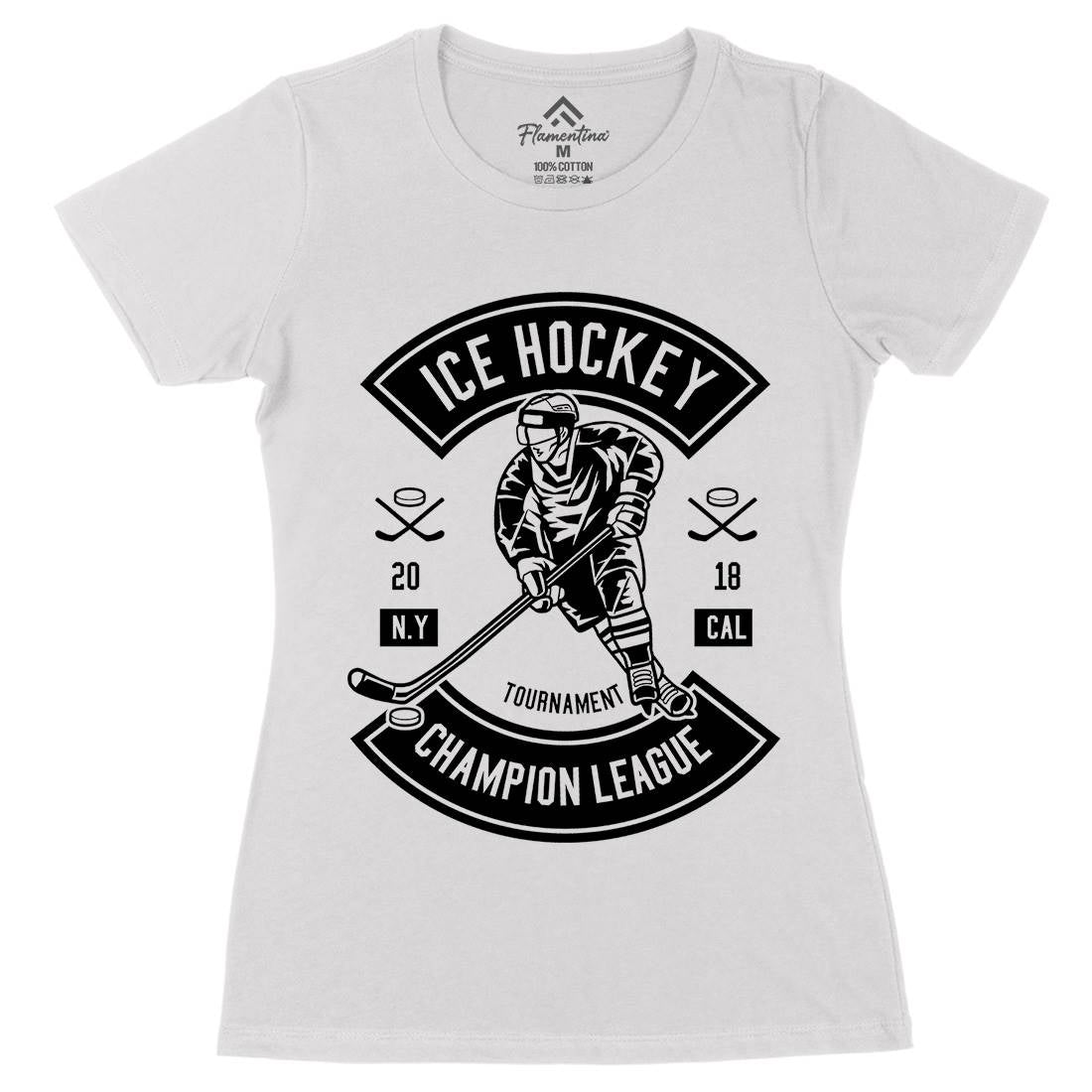 Ice Hockey Champion League Womens Organic Crew Neck T-Shirt Sport B564