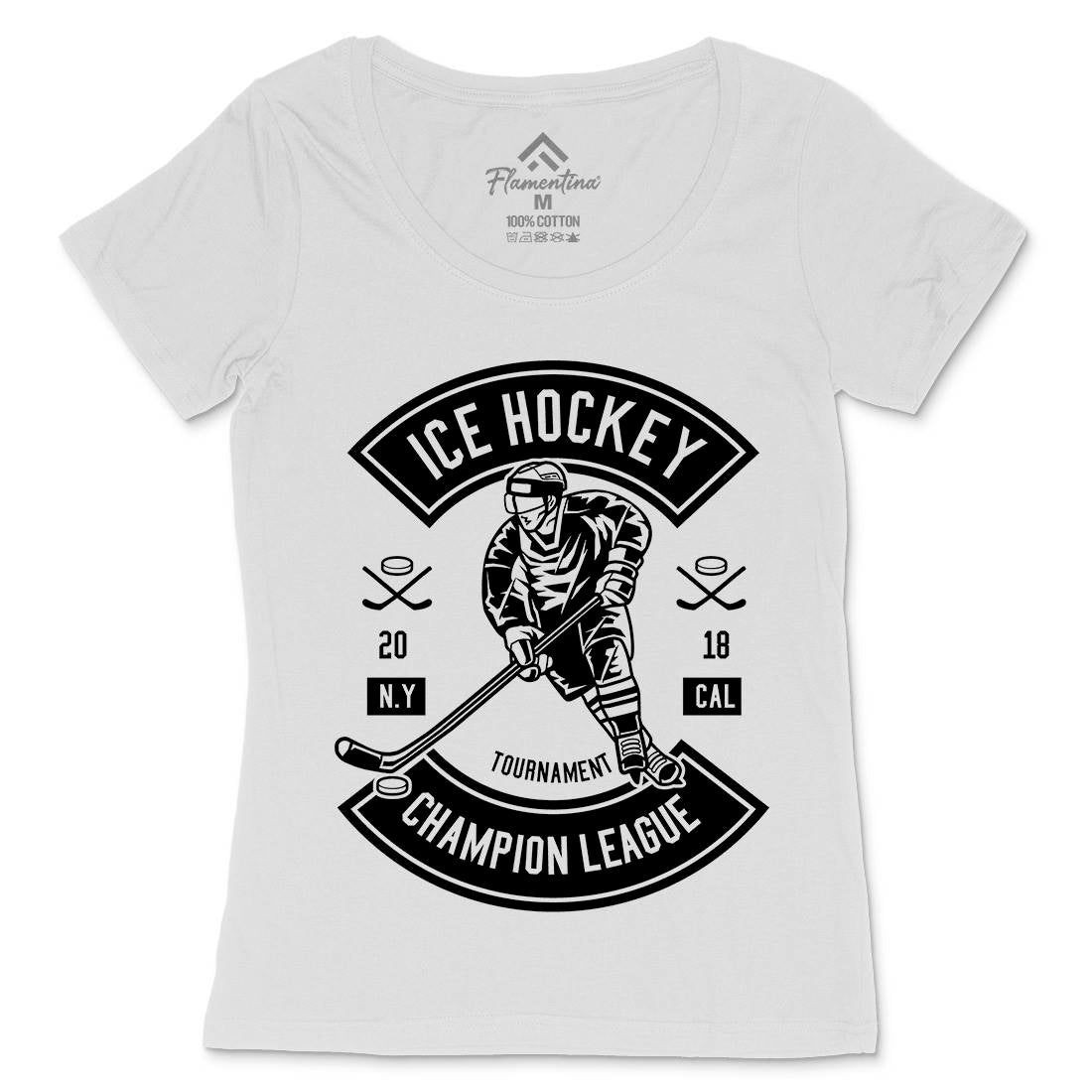 Ice Hockey Champion League Womens Scoop Neck T-Shirt Sport B564