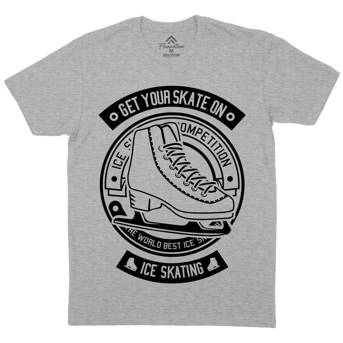 Ice Skating Mens Organic Crew Neck T-Shirt Sport B565