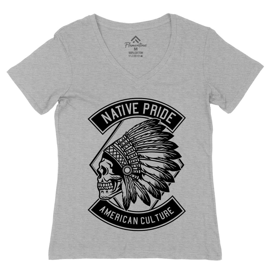 Indian Native Pride Womens Organic V-Neck T-Shirt American B566