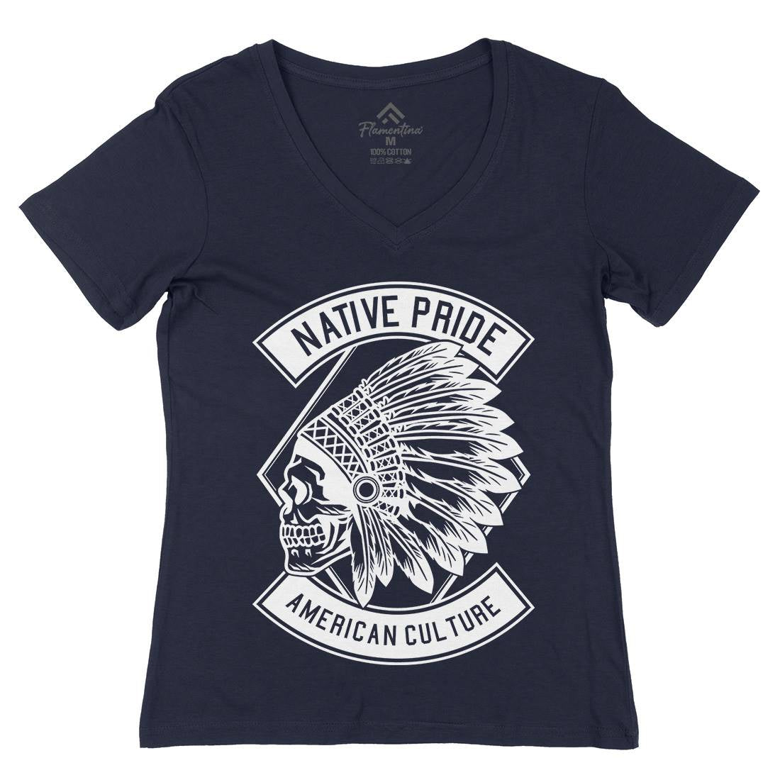 Indian Native Pride Womens Organic V-Neck T-Shirt American B566