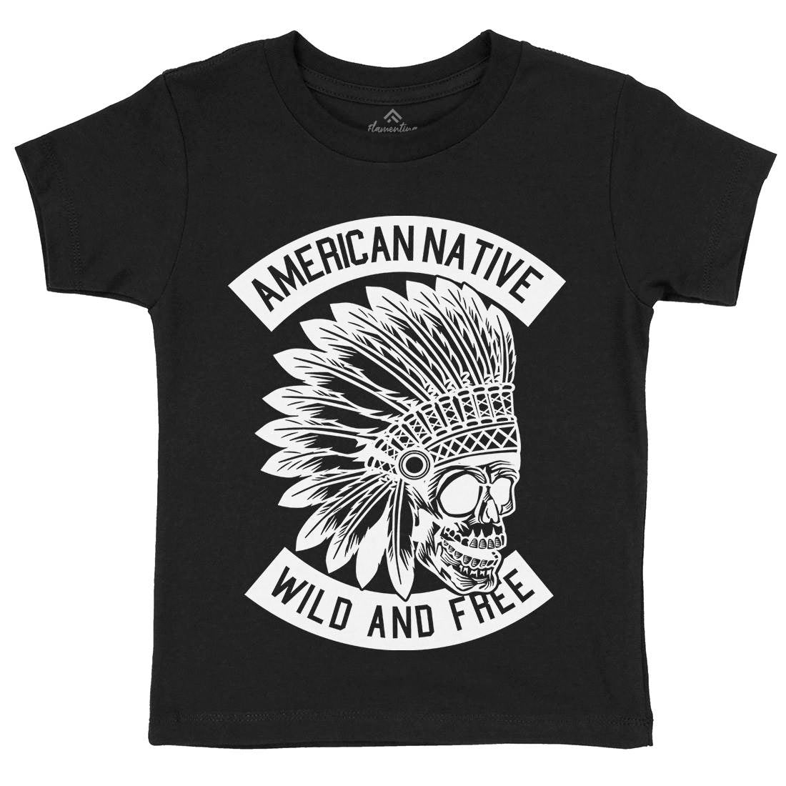 Indian Native Skull Kids Crew Neck T-Shirt American B567