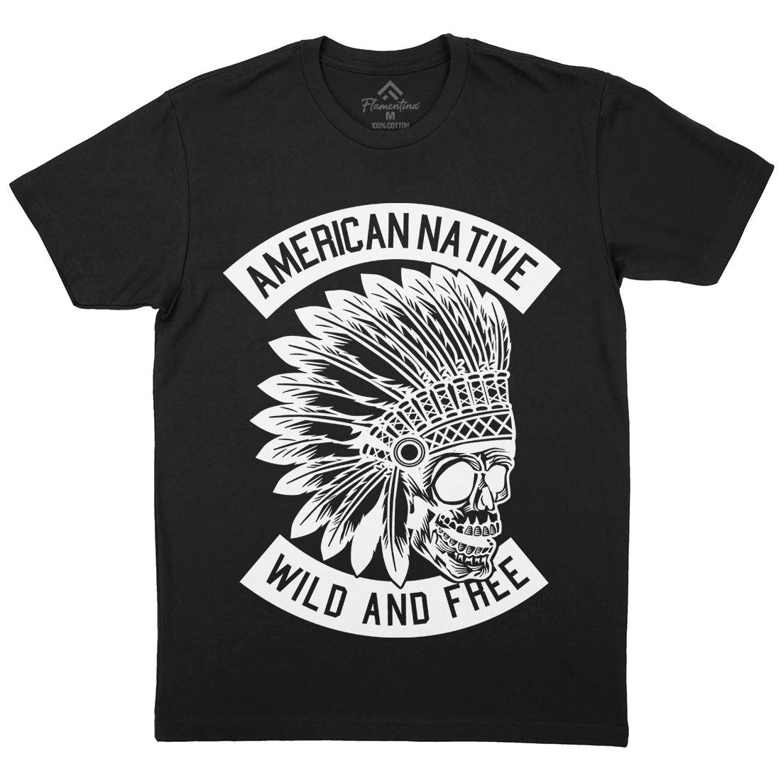 Indian Native Skull Mens Crew Neck T-Shirt American B567