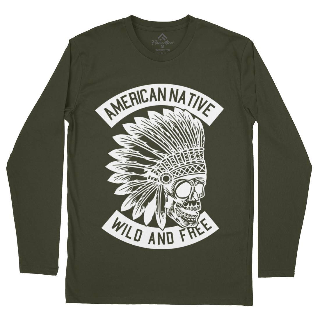 Indian Native Skull Mens Long Sleeve T-Shirt American B567