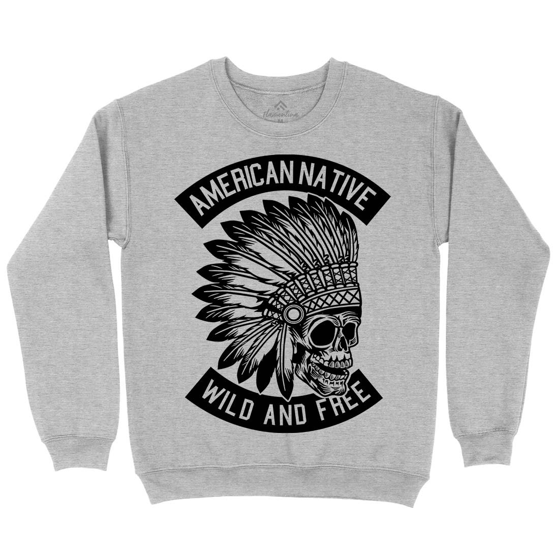 Indian Native Skull Kids Crew Neck Sweatshirt American B567