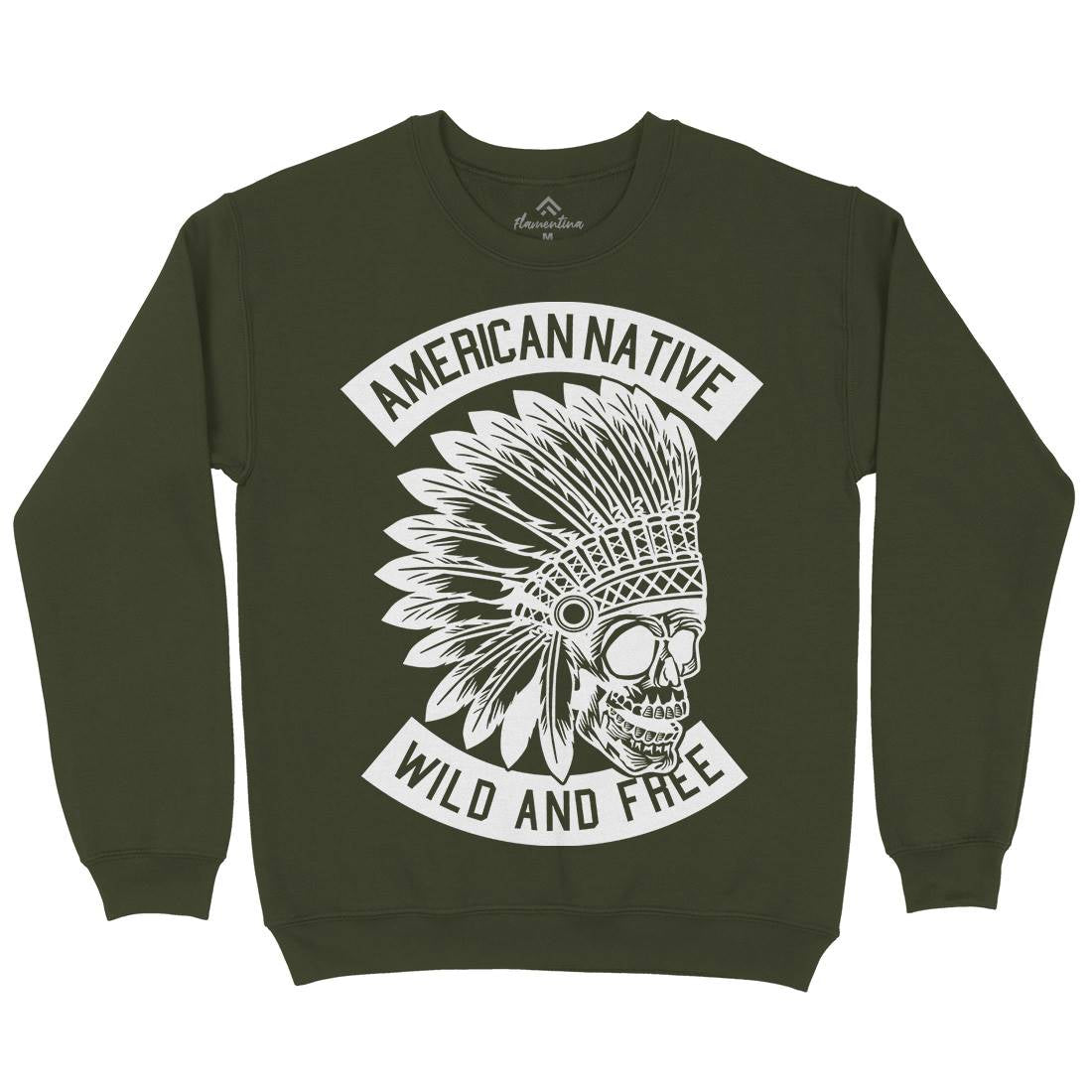 Indian Native Skull Mens Crew Neck Sweatshirt American B567