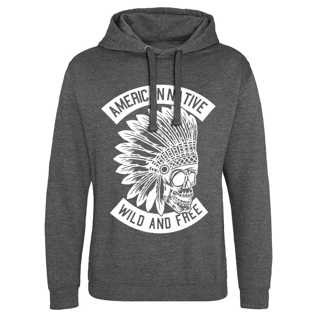 Indian Native Skull Mens Hoodie Without Pocket American B567