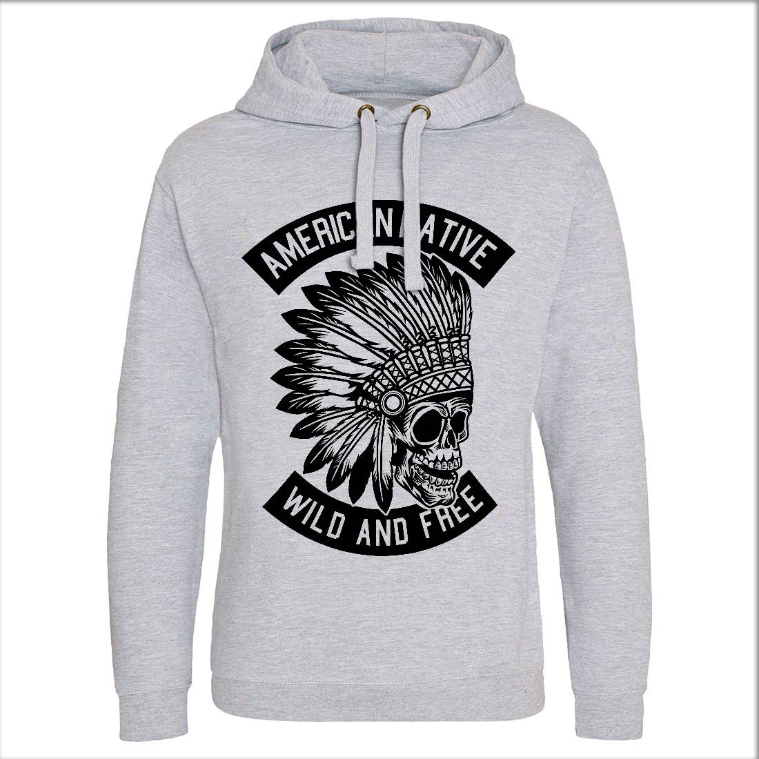 Indian Native Skull Mens Hoodie Without Pocket American B567