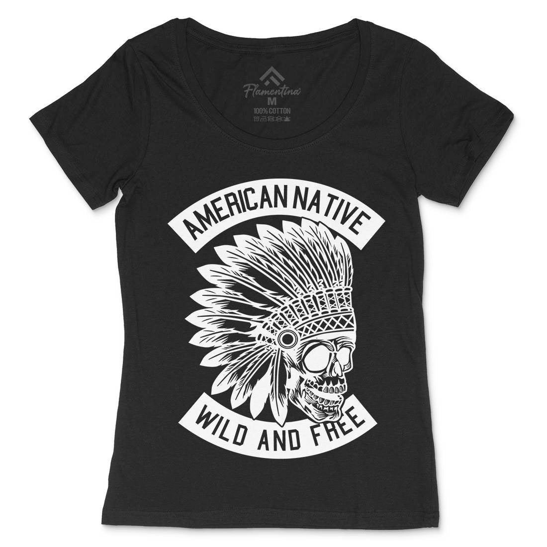 Indian Native Skull Womens Scoop Neck T-Shirt American B567