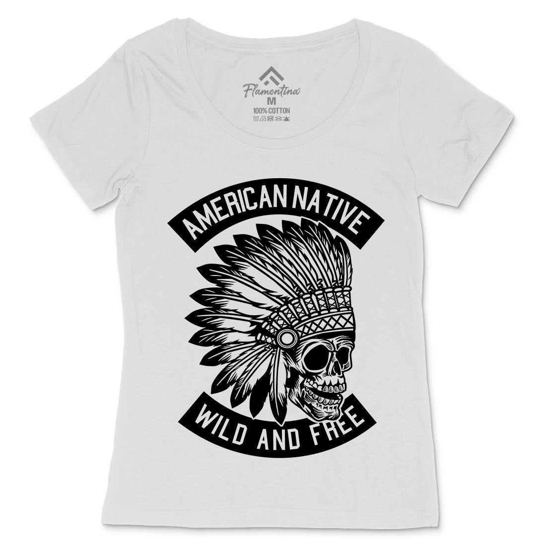 Indian Native Skull Womens Scoop Neck T-Shirt American B567