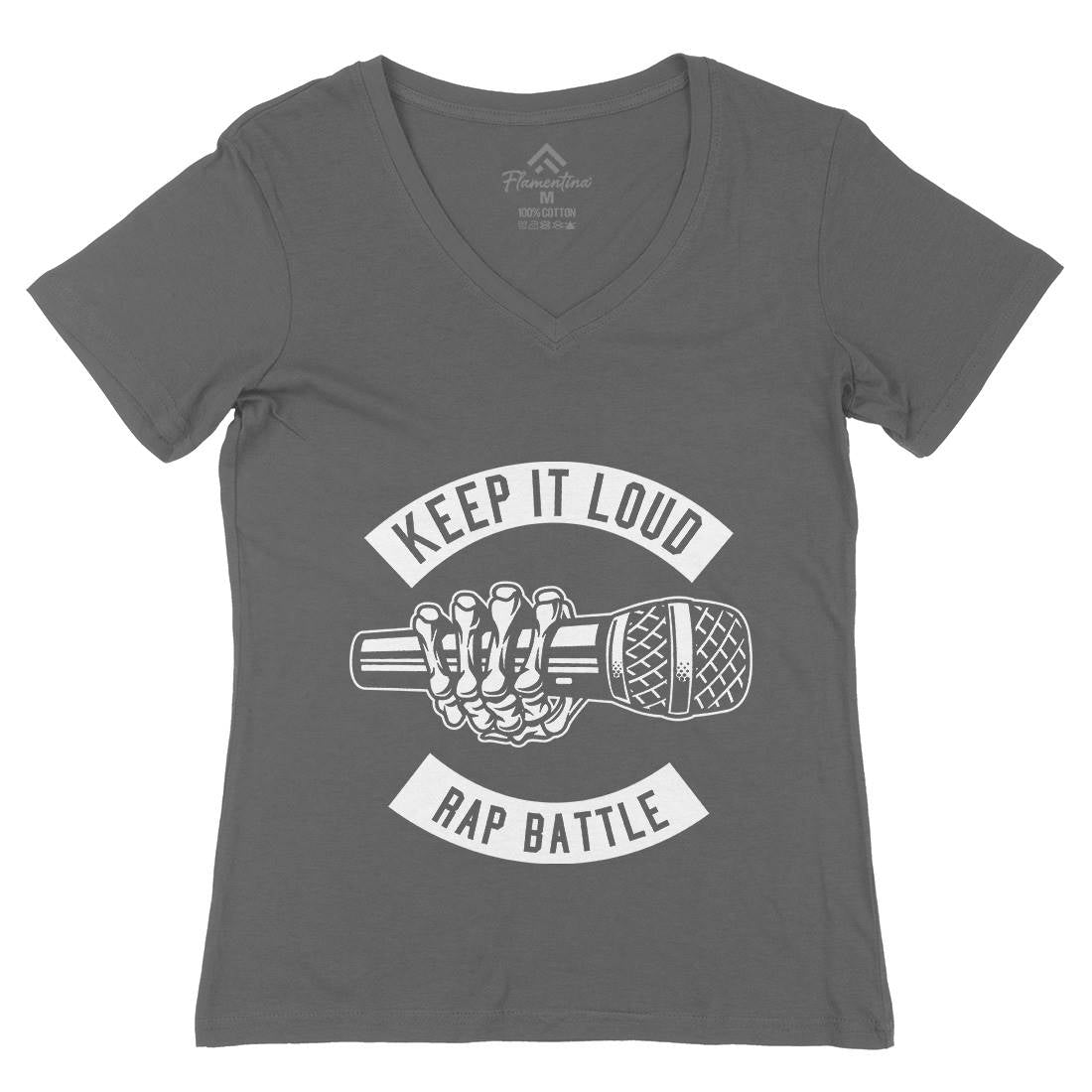 Keep It Loud Womens Organic V-Neck T-Shirt Music B568