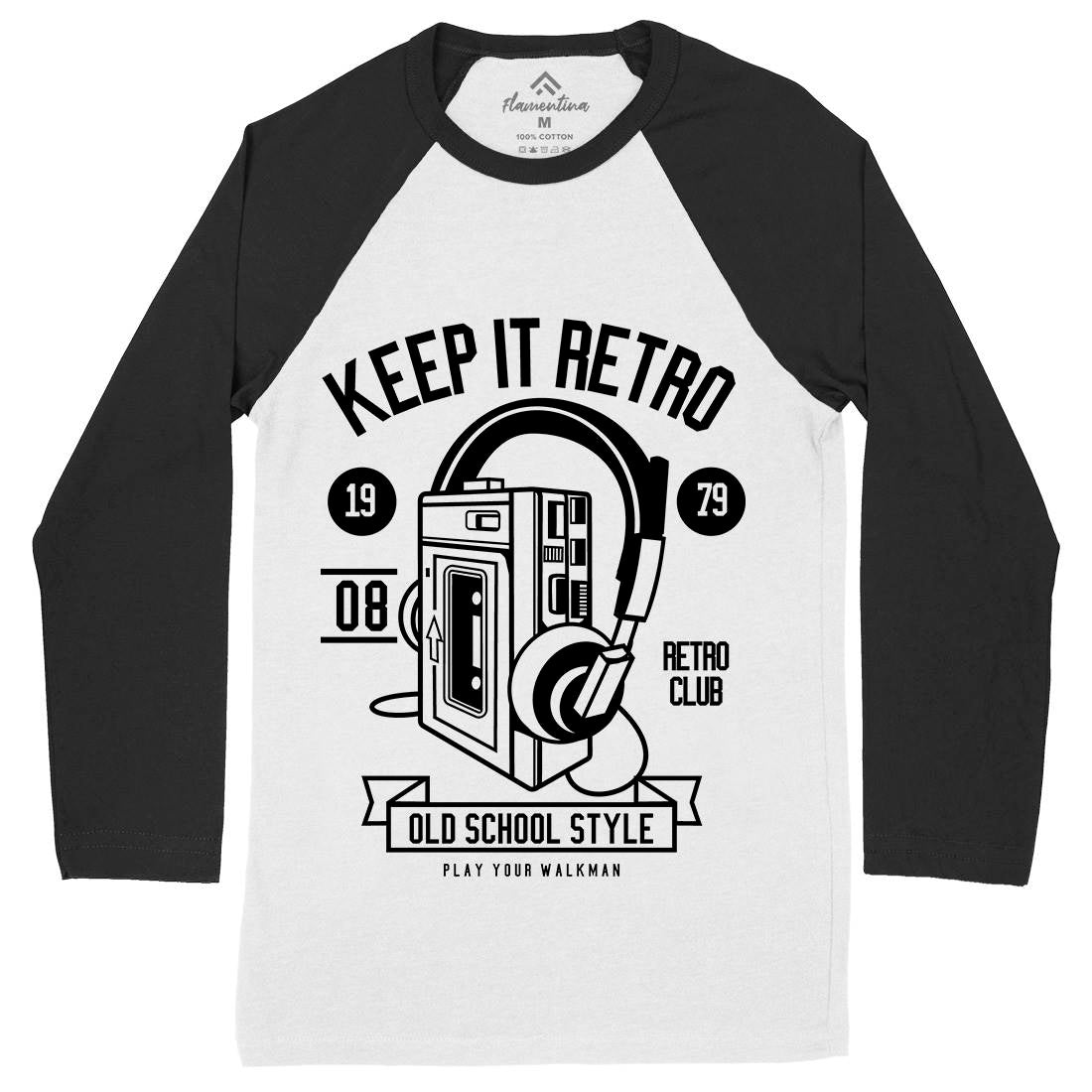 Keep It Retro Mens Long Sleeve Baseball T-Shirt Music B569