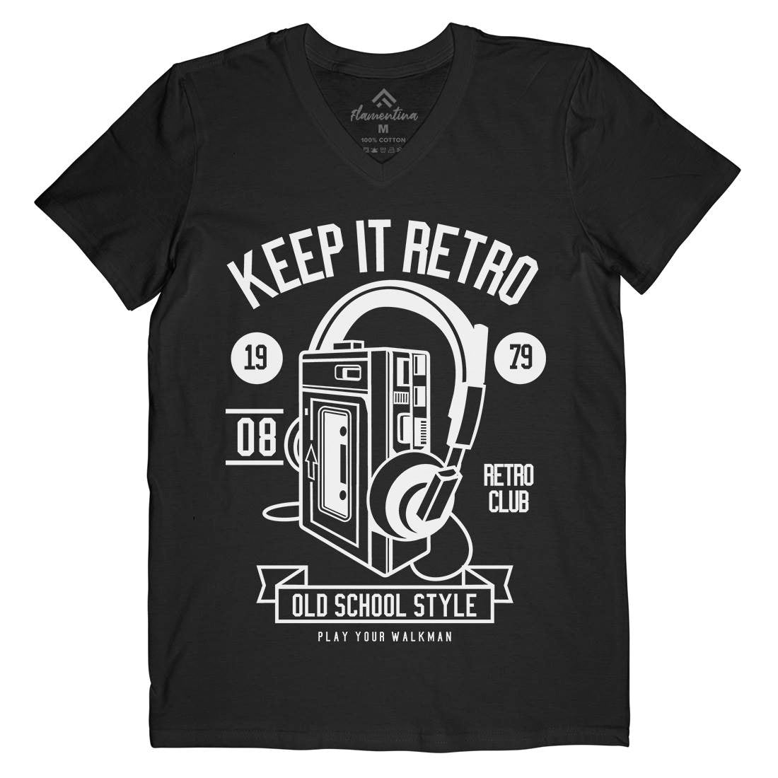 Keep It Retro Mens V-Neck T-Shirt Music B569