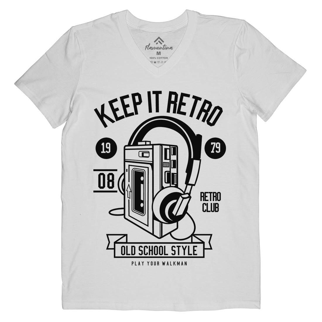 Keep It Retro Mens V-Neck T-Shirt Music B569