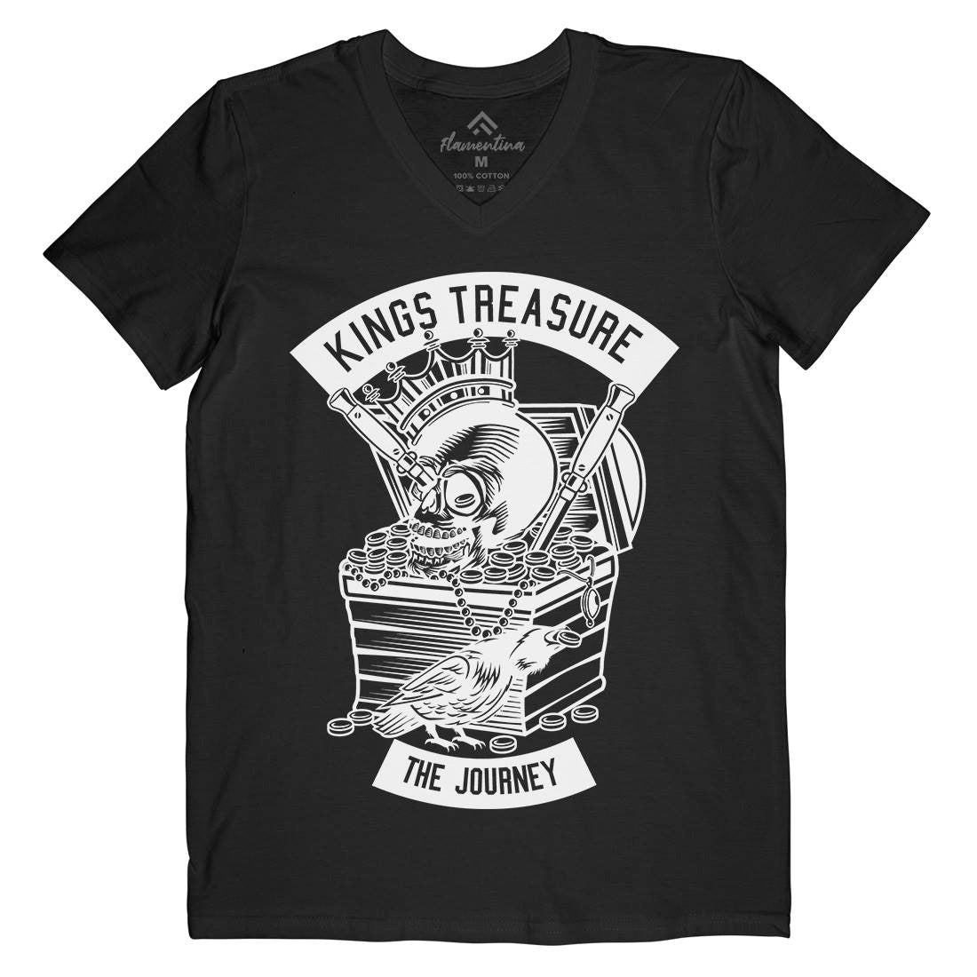 Kings Treasure Mens Organic V-Neck T-Shirt Retro B570