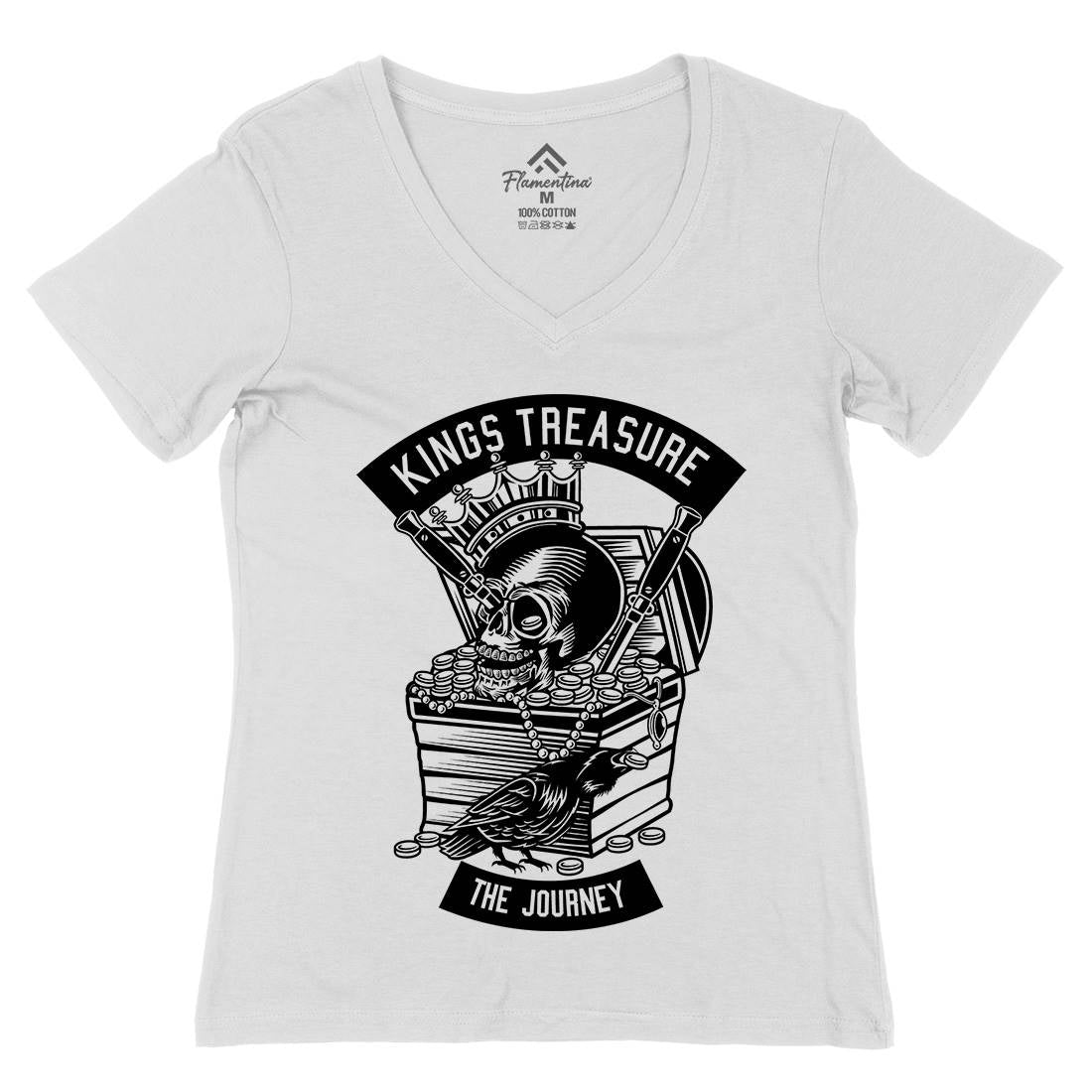 Kings Treasure Womens Organic V-Neck T-Shirt Retro B570