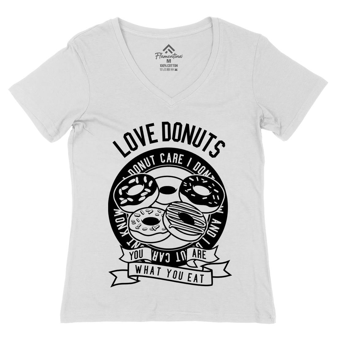 Love Donuts Womens Organic V-Neck T-Shirt Food B572