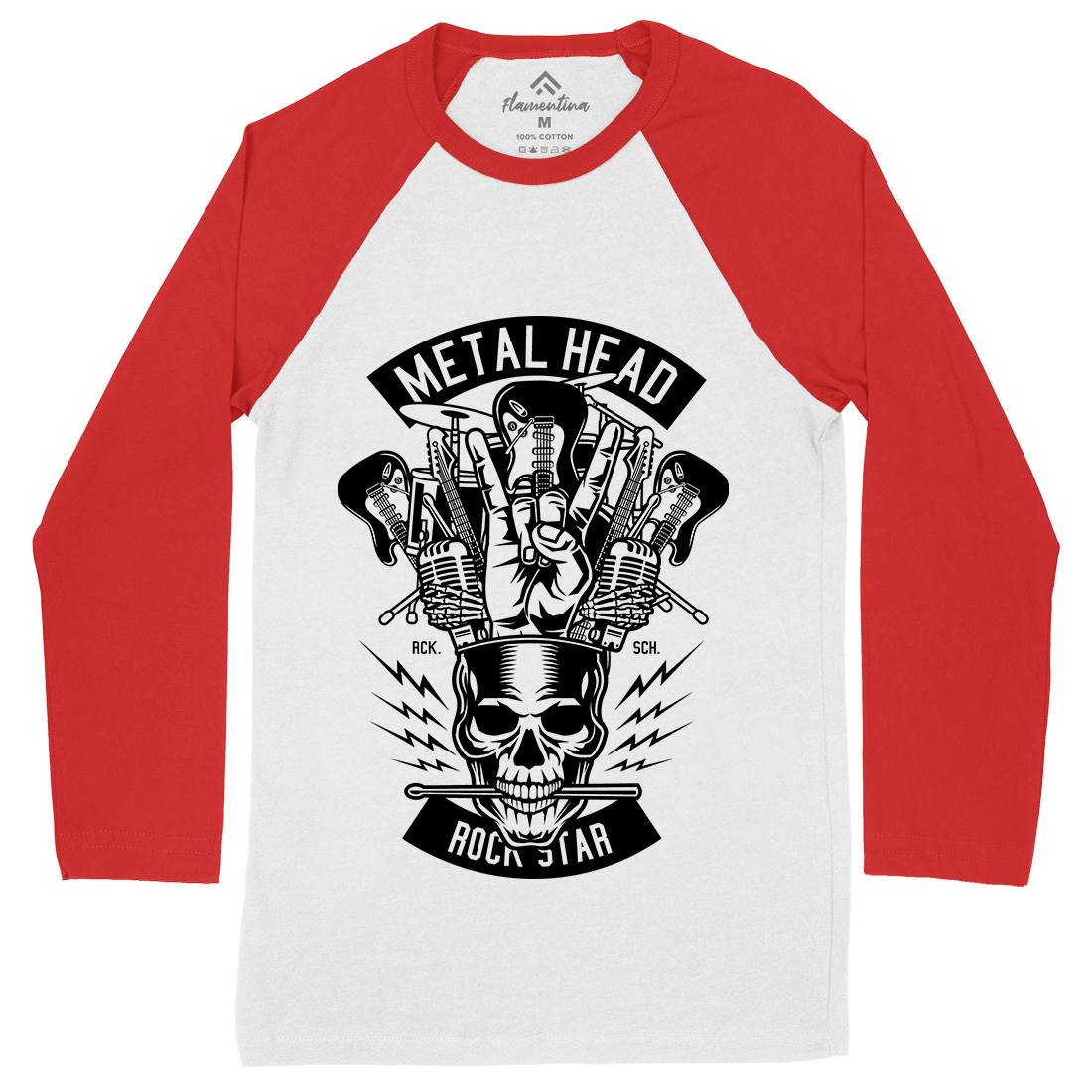 Metal Head Mens Long Sleeve Baseball T-Shirt Music B573