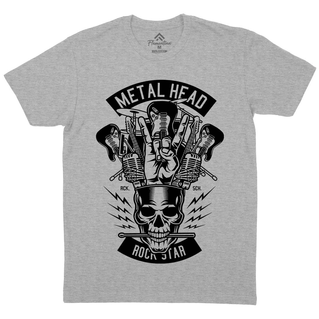 Metal Head Mens Organic Crew Neck T-Shirt Music B573